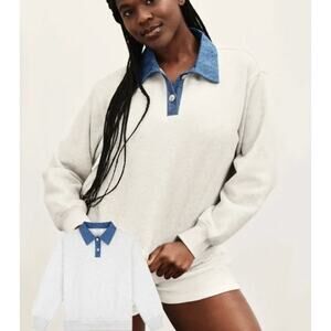 SOLD OUT Parke Denim Collar Rugby Sweatshirt L/XL NWT in Package